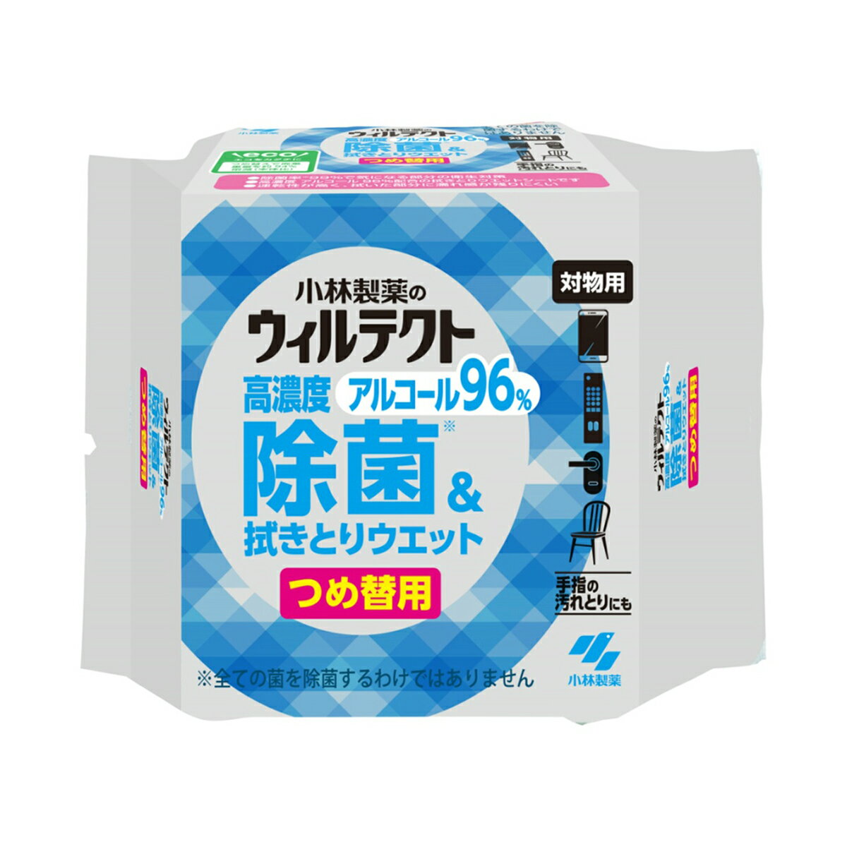 【送料込・まとめ買い×24個セット】小林製薬 ウィルテクト 高濃度 アルコール 除菌 & ふき取りウェットシート つめ替用 50枚入 1