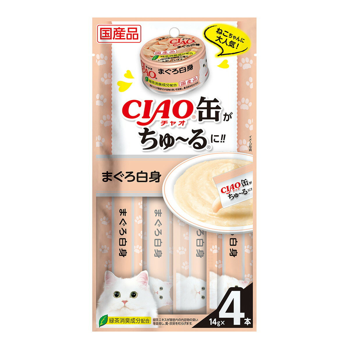 【配送おまかせ】いなば CIAO缶ちゅーる まぐろ白身 14g×4本 1個