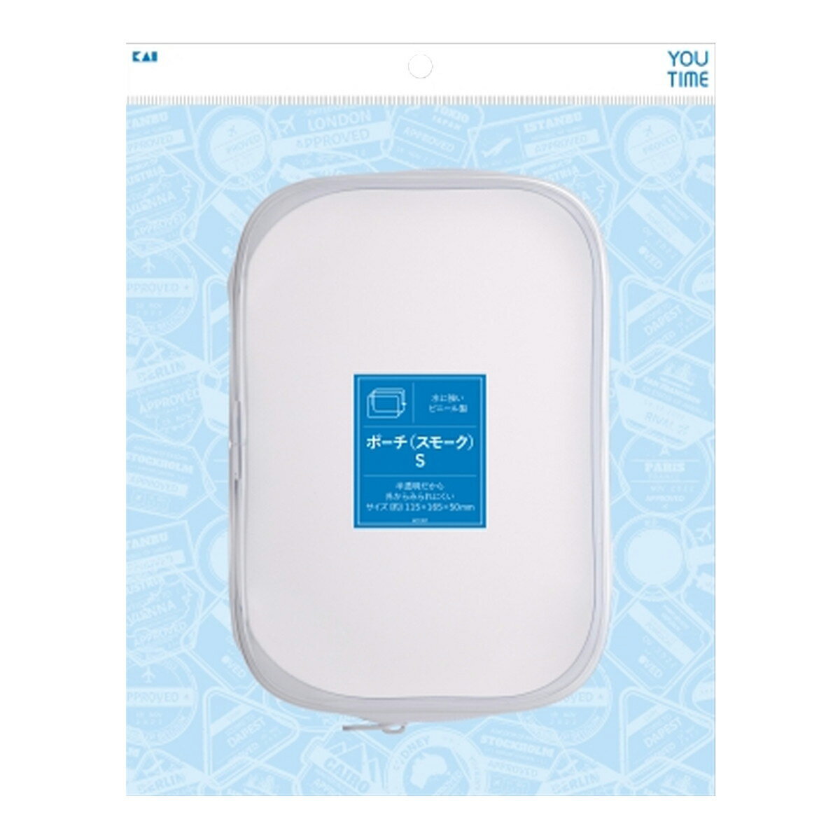 【送料込・まとめ買い×16個セット】貝印 Y/T KC1357 ポーチ スモーク S ビニール製ポーチ