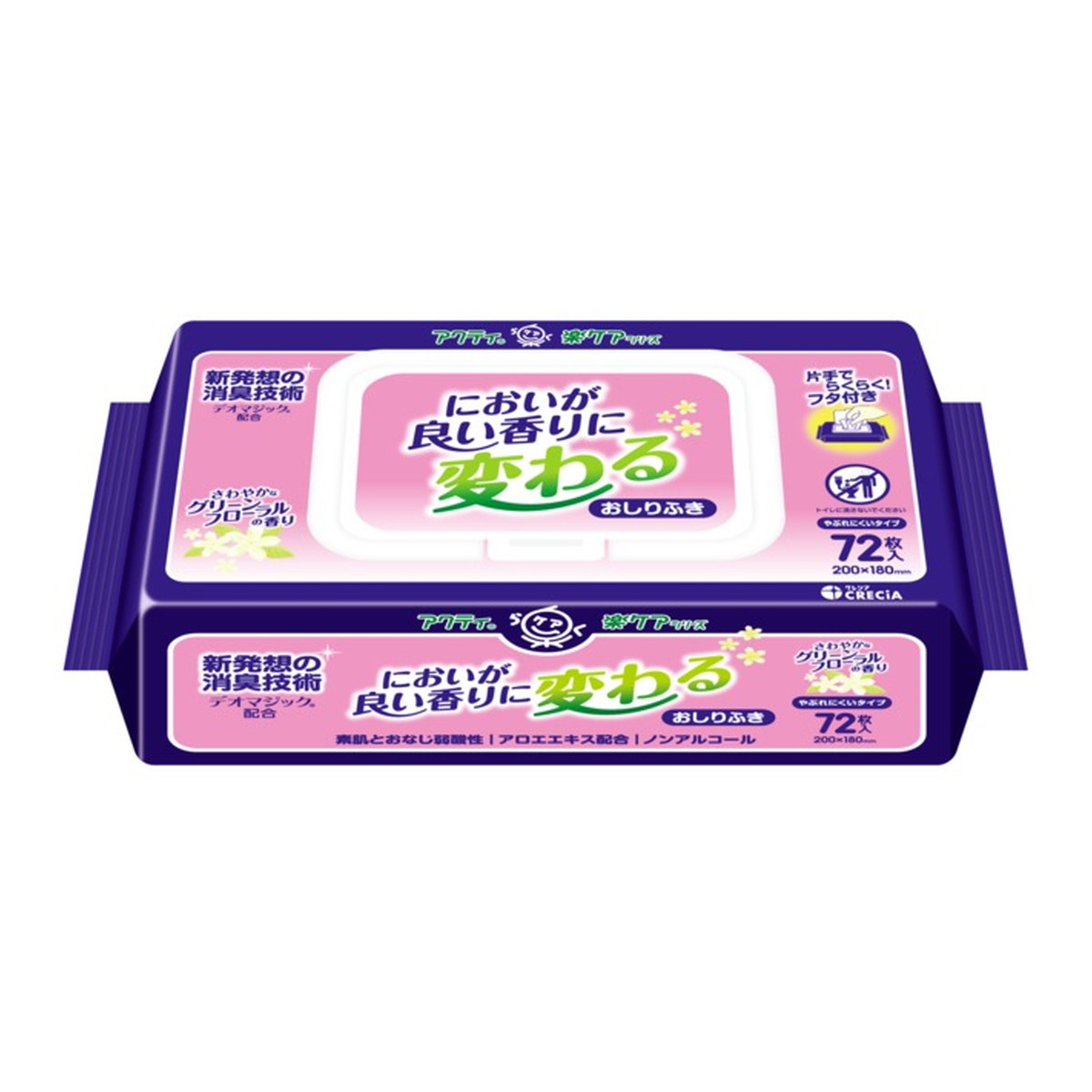 【送料込】日本製紙クレシア アクティ においが良い香りに変わるおしりふき 72枚 1個