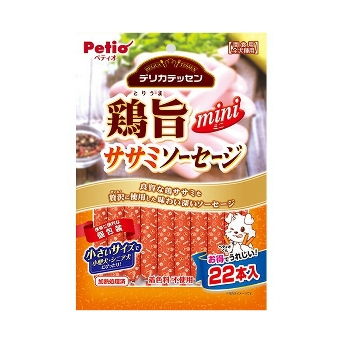 PETIO デリカテッセン 鶏旨 ミニ ササミソーセージ 22本入 1個