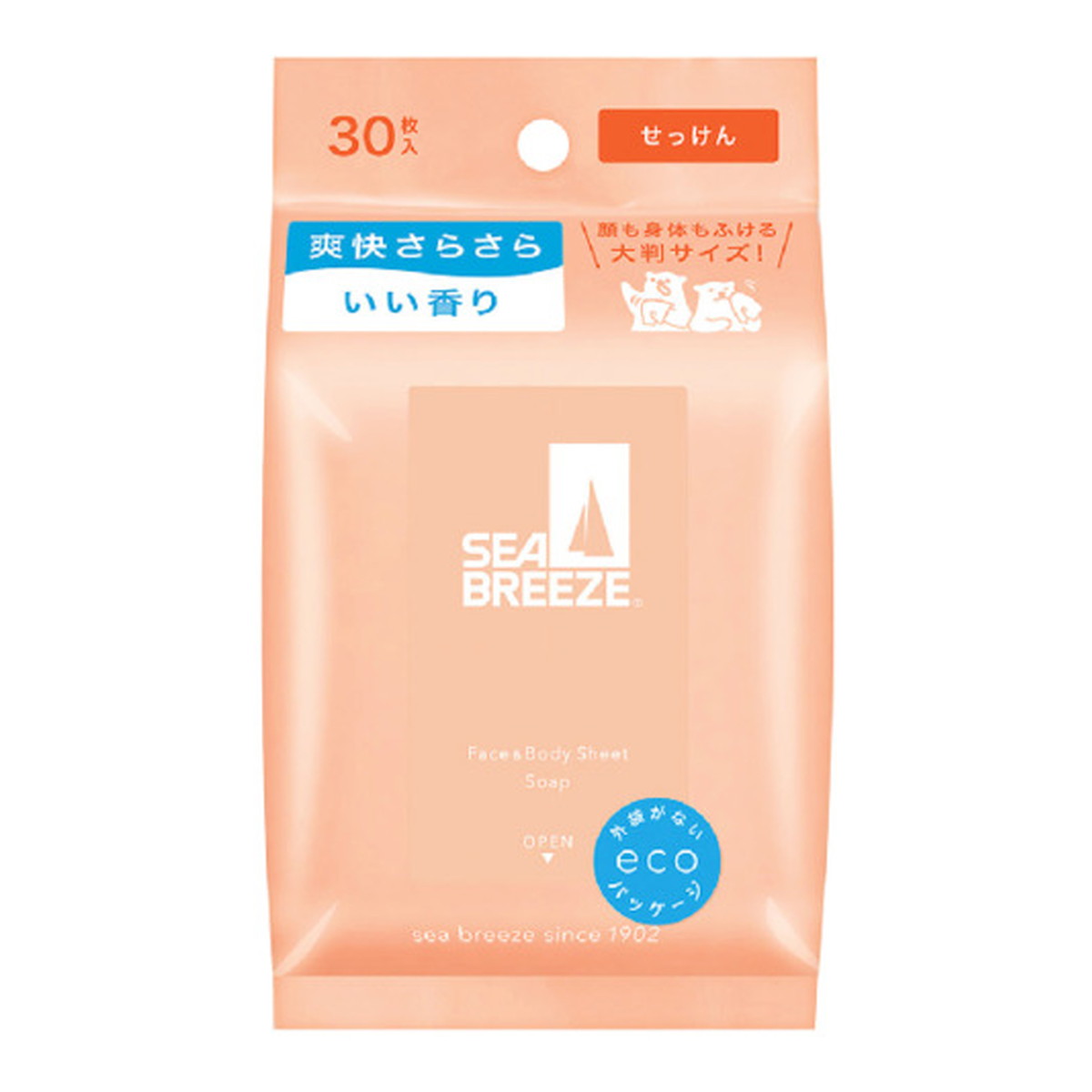 【送料込】ファイントゥデイ シーブリーズ フェイス&ボディシート N せっけん 30枚入 大判サイズ 1個