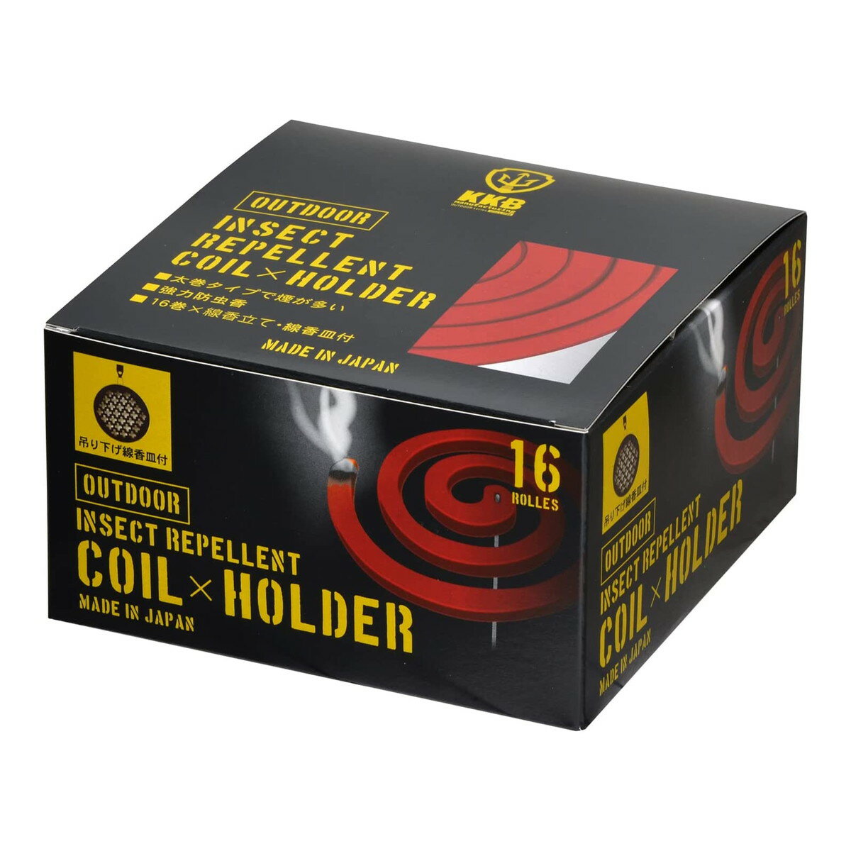 【送料込】小久保工業所 アウトドア キャンプ 厚太巻防虫香 16巻入 吊り下げ線香皿付 1個