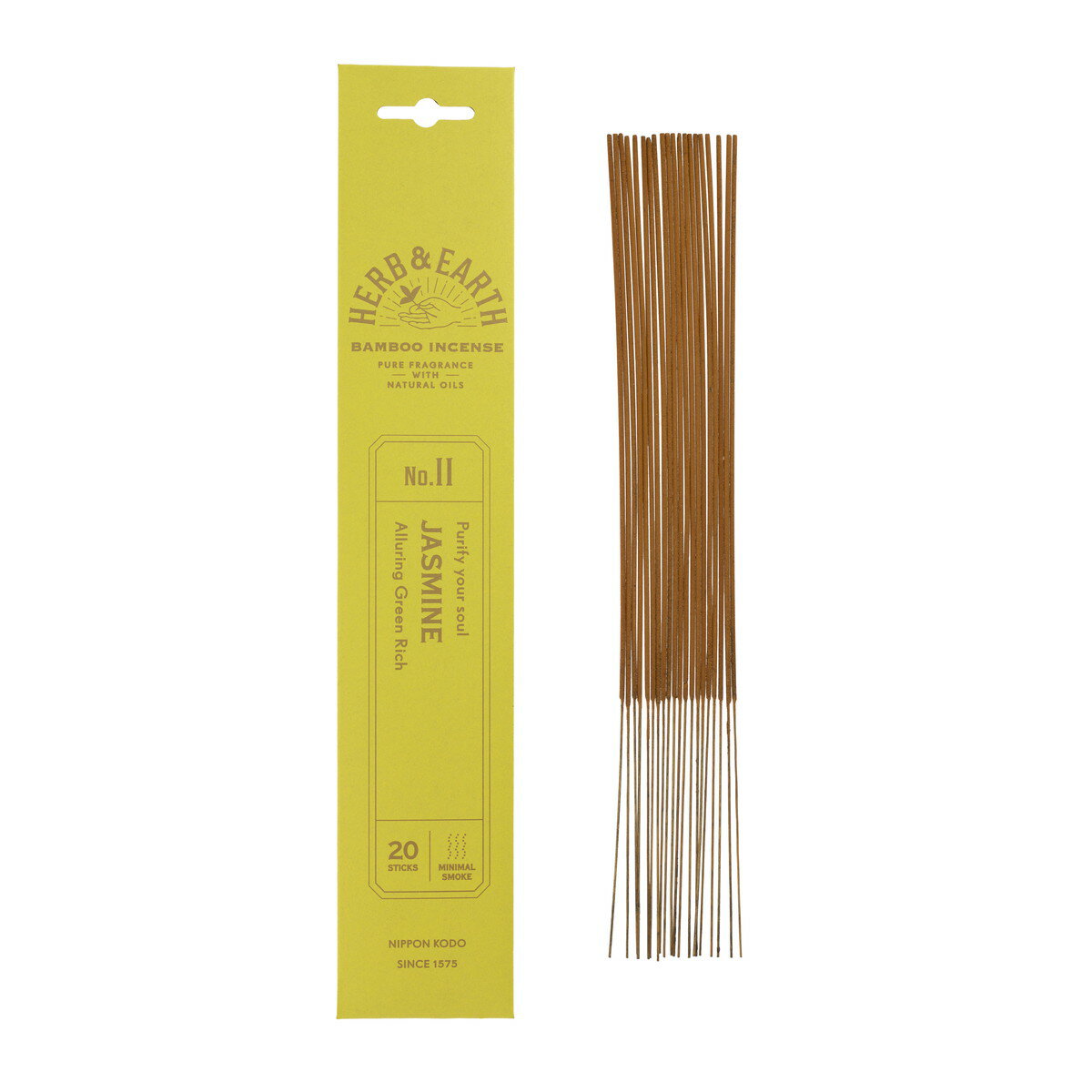 【送料込・まとめ買い×480個セット】日本香堂 ハーブ&アース バンブーインセンス ジャスミン 20本