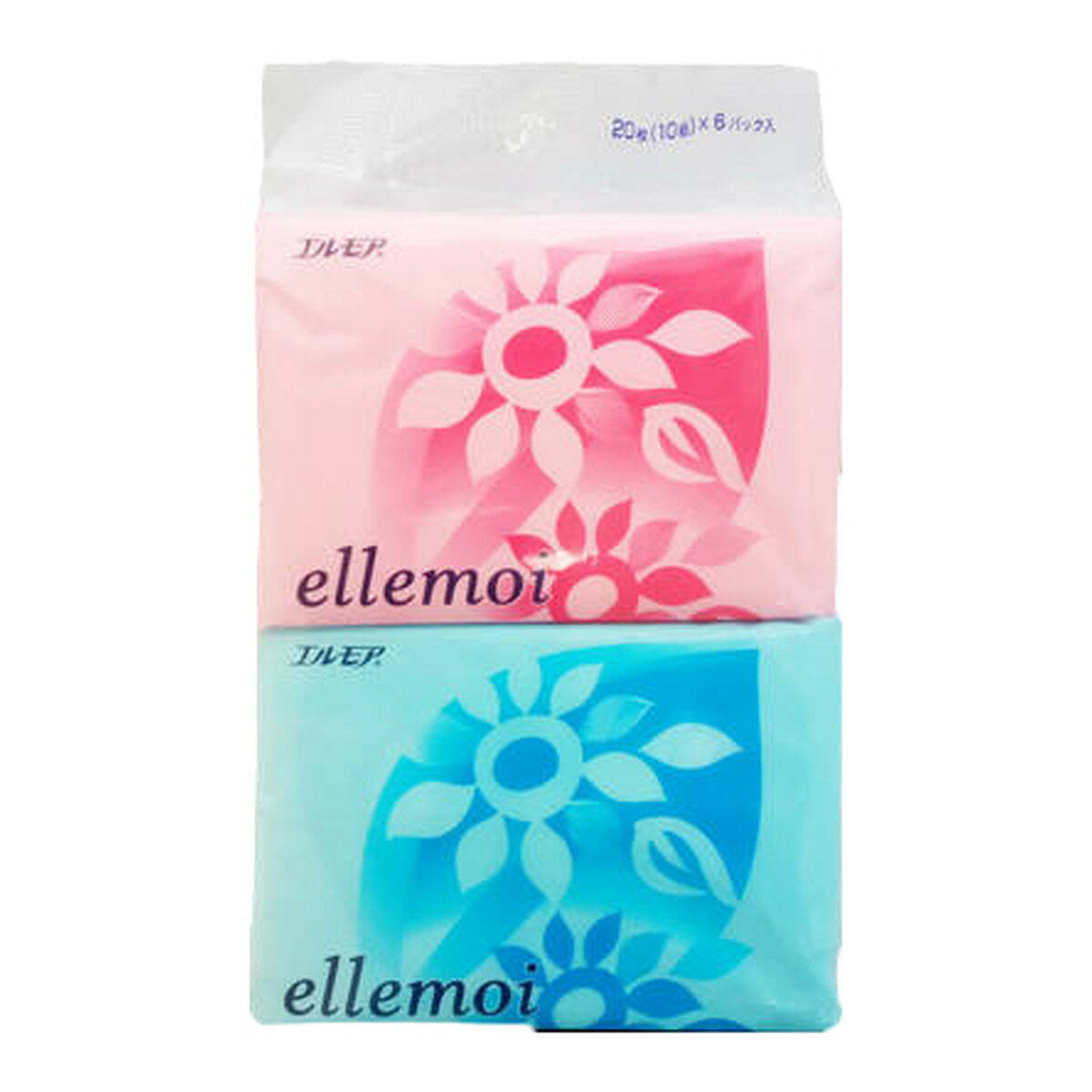【送料込】カミ商事 NEW エルモア ポケットティシュー フック穴付 20枚(10組)×6コ 1個