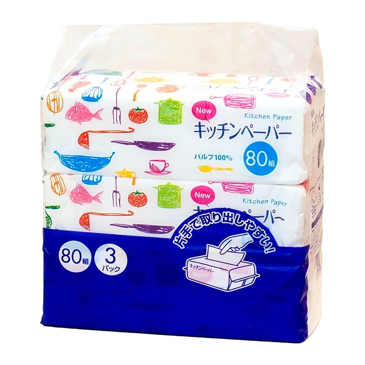【送料込】マスコー製紙 キッチンペーパー 80組×3パック 1個