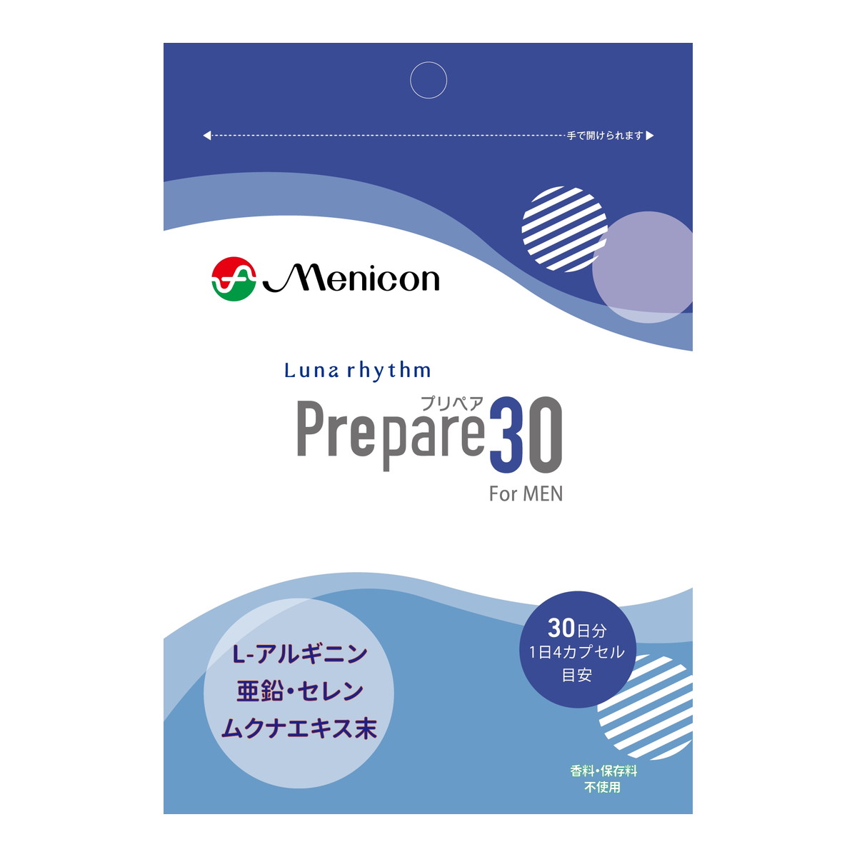 商品名：メニコン ルナリズム プリペア30 for MEN 120カプセル入内容量：120カプセルJANコード：4984194821800発売元、製造元、輸入元又は販売元：メニコン原産国：日本区分：その他健康食品商品番号：101-c001-4984194821800商品説明男性力サポート成分であるL−アルギニン、亜鉛、セレンを厳選配合した男性用サプリメント。さらには、パインバークエキス（フランス海岸松樹皮エキス粉末）配合によりサビに負けない身体づくりを。広告文責：アットライフ株式会社TEL 050-3196-1510 ※商品パッケージは変更の場合あり。メーカー欠品または完売の際、キャンセルをお願いすることがあります。ご了承ください。