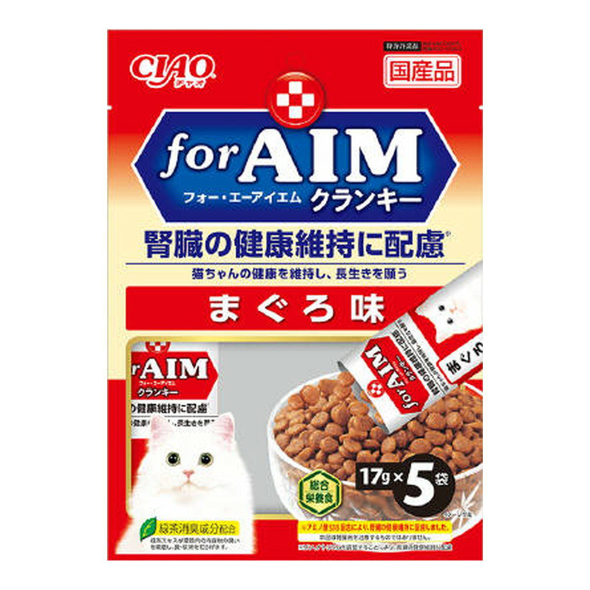 【送料込】 いなばペットフード チャオ CIAO for AIM クランキー まぐろ味 17g×5袋 成猫用総合栄養食 1個