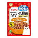 商品名：いなばペットフード CIAO チャオ すごい乳酸菌 クランキー かつお節入り チキン味 200g キャットフード ドライ内容量：200gJANコード：4901133651779発売元、製造元、輸入元又は販売元：いなばペットフード商品番号：101-4901133651779商品説明乳酸菌3,000億個配合で、ねこちゃんの健康を維持し、お腹の調子を保ちます。保存に便利なチャック入り袋入り。広告文責：アットライフ株式会社TEL 050-3196-1510 ※商品パッケージは変更の場合あり。メーカー欠品または完売の際、キャンセルをお願いすることがあります。ご了承ください。