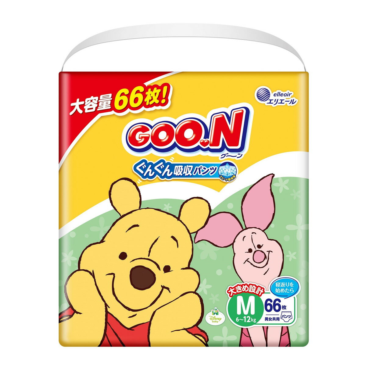 【送料込】大王製紙 エリエール グーン ぐんぐん吸収パンツ Mサイズ 66枚 こども用紙おむつ 1個