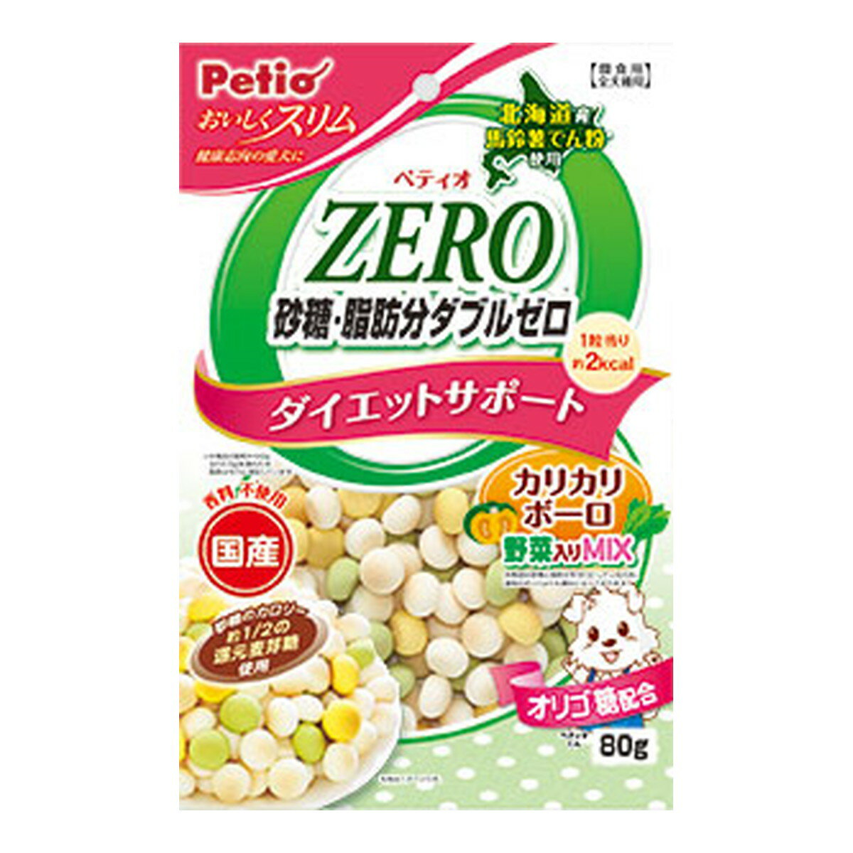 商品名：ペティオ おいしくスリム 砂糖・脂肪分ダブルゼロ カリカリボーロ 野菜入りミックス 80g内容量：80gJANコード：4903588140723発売元、製造元、輸入元又は販売元：ペティオ商品番号：101-m001-4903588140723商品説明●砂糖の約1／2カロリーの還元麦芽糖使用。●オリゴ糖配合で、鉄分豊富なほうれん草＆β-カロテン豊富なかぼちゃ入りのおいしいボーロ。広告文責：アットライフ株式会社TEL 050-3196-1510 ※商品パッケージは変更の場合あり。メーカー欠品または完売の際、キャンセルをお願いすることがあります。ご了承ください。