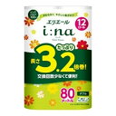 【送料込・まとめ買い×4個セット】大王製紙 エリエール i:na イーナ トイレットティシュー 3.2倍巻 ダブル 12ロール入(3)