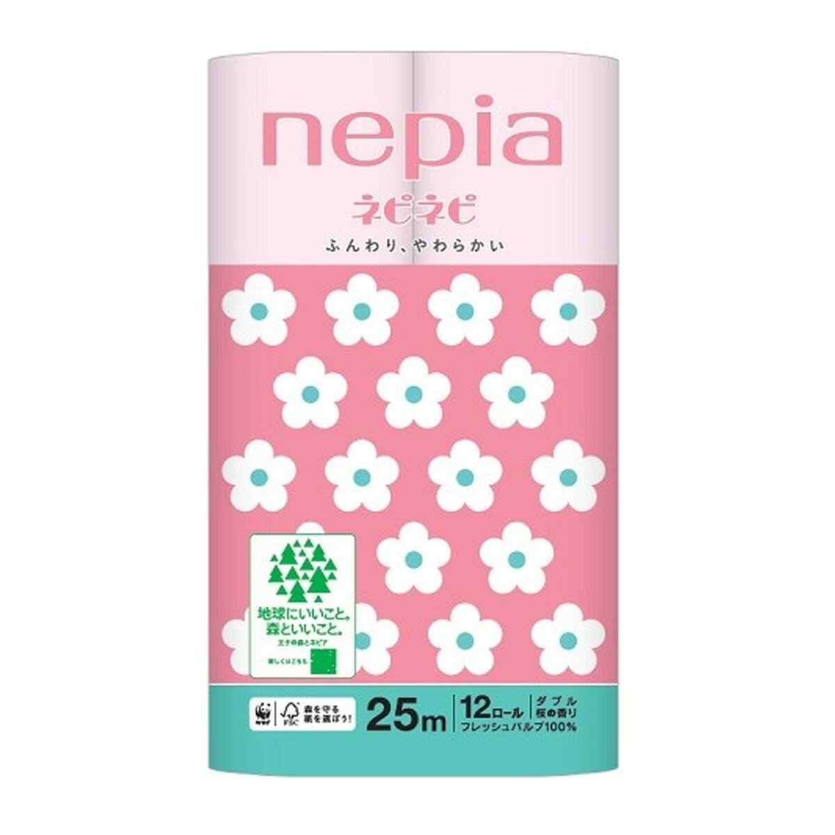 【送料込・まとめ買い×6個セット】王子ネピア ネピア ネピネピ トイレットロール 12ロール ダブル 桜 25m
