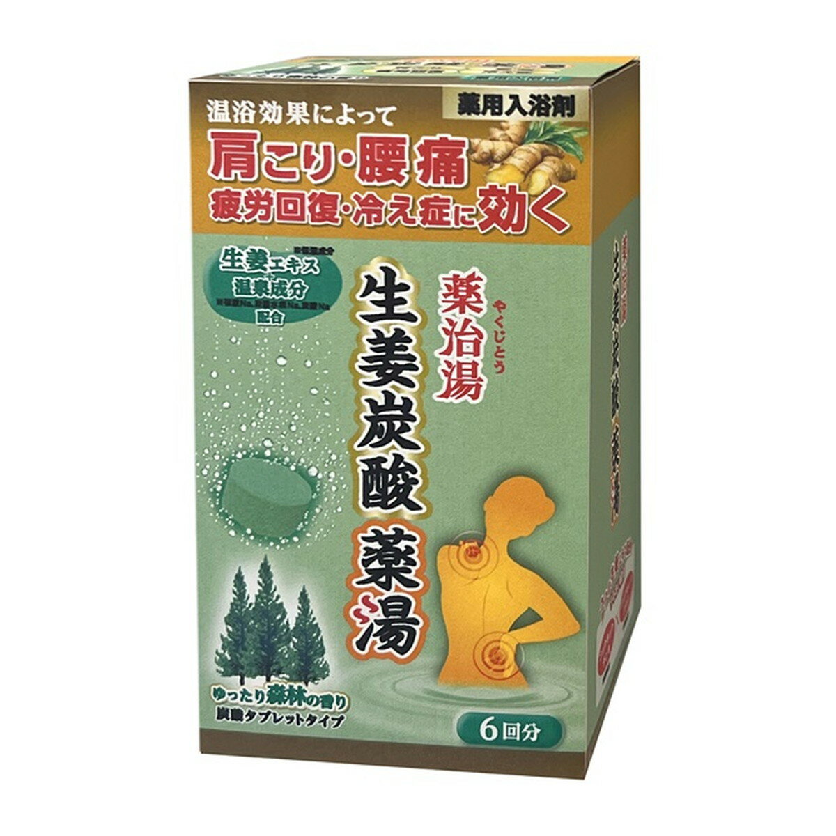 【送料込・まとめ買い×24個セット】ヘルス 薬治湯 生姜炭酸薬 薬湯 ゆったり森林の香り 6回分 医薬部外品 薬用入浴剤