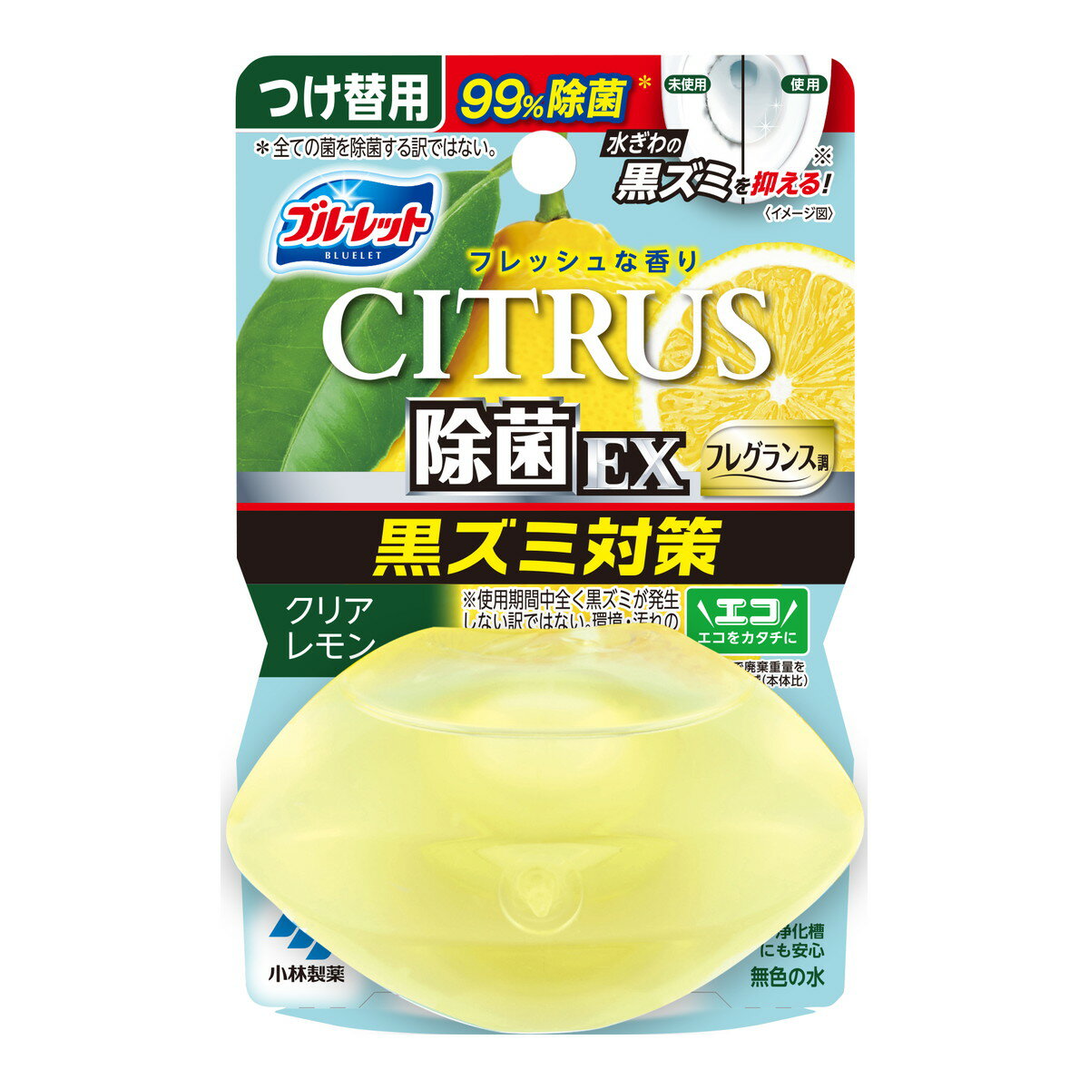 【送料込・まとめ買い×48個セット】小林製薬 液体 ブルーレット おくだけ 除菌EX 黒ズミ対策 フレグランス調 つけ替用 シトラス クリアレモン