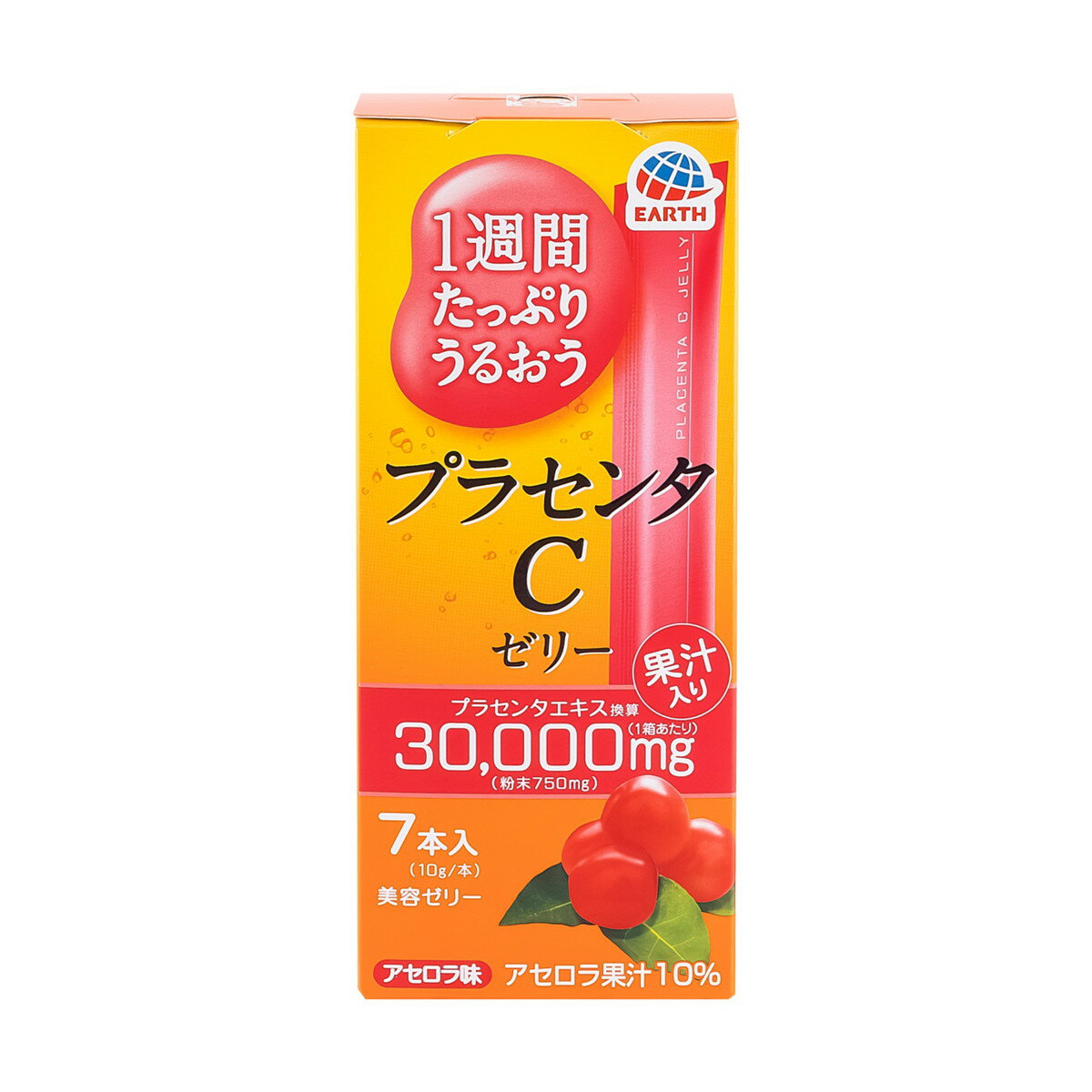 【送料込・まとめ買い×48個セット】アース製薬 1週間たっぷりうるおう プラセンタC ゼリー アセロラ味 7本入