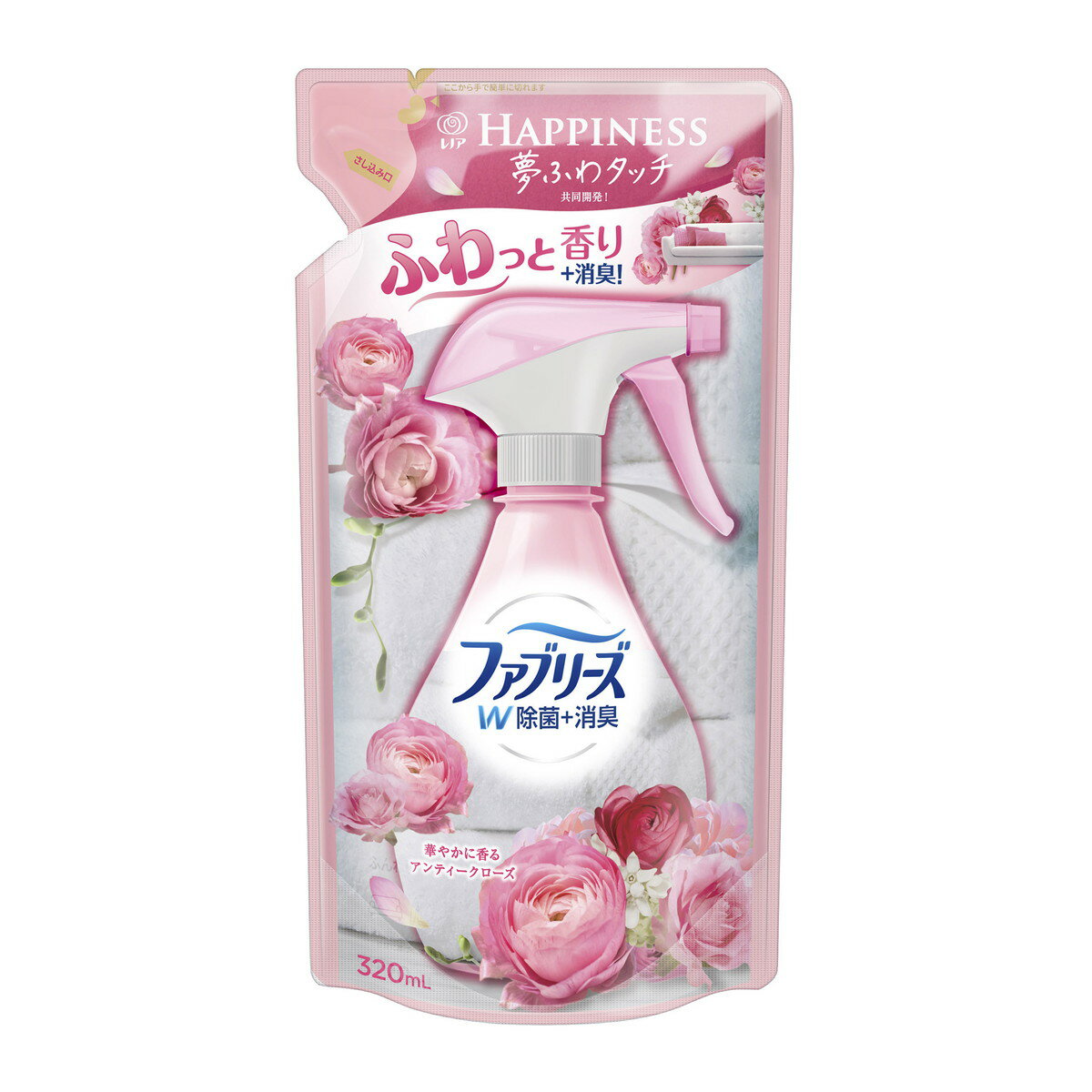 【送料込】P&G ファブリーズ with レノアハピネス 布用 アンティークローズ&フローラルの香り つめかえ用 320mL 布用消臭芳香剤 1個