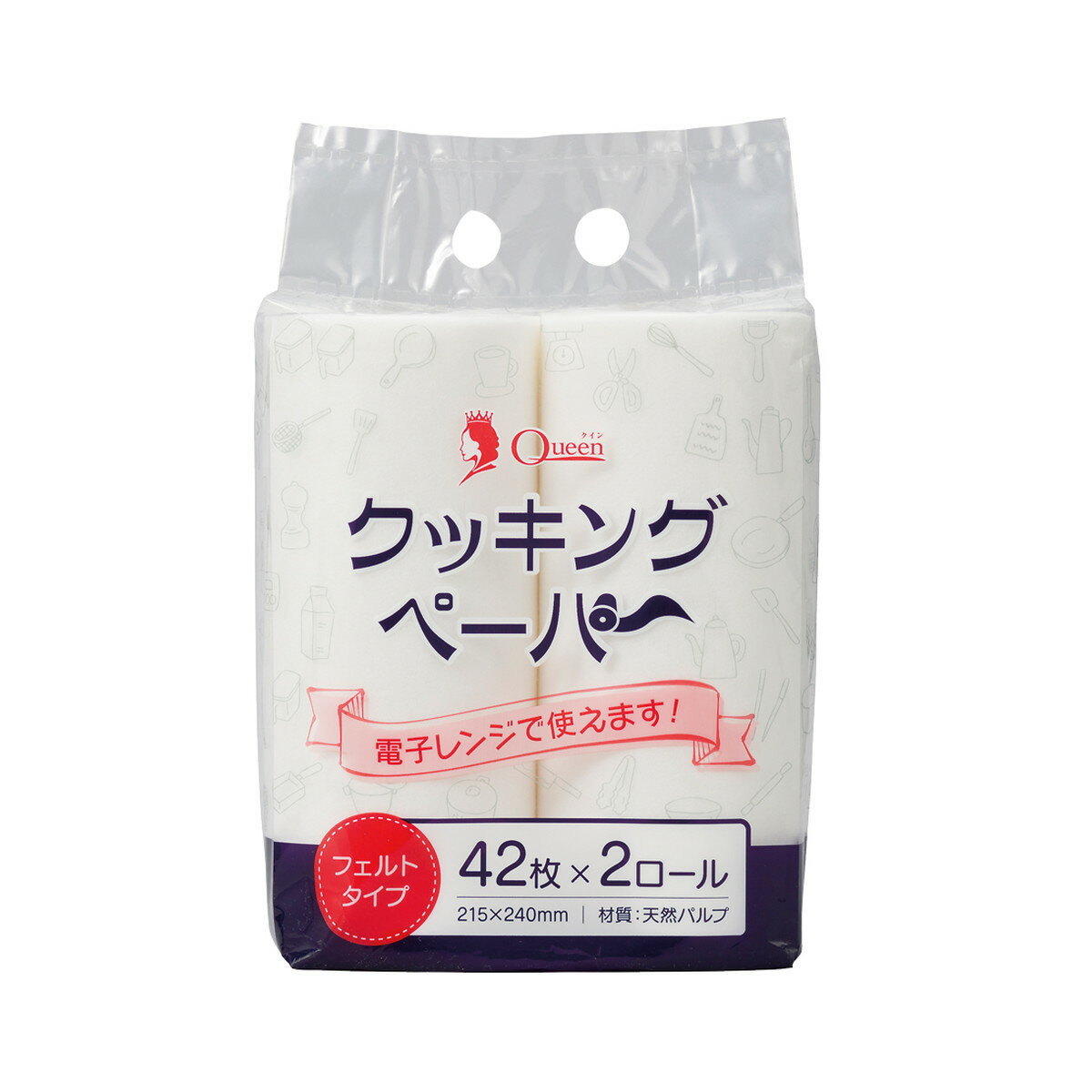 【送料込・まとめ買い×10個セット】宇都宮製作 クイン クッキングペーパー 42枚×2ロール
