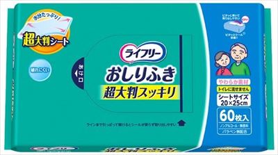 【送料込】ユニ・チャーム ライフリー おしりふき 超大判 スッキリ 60枚入 1個 1