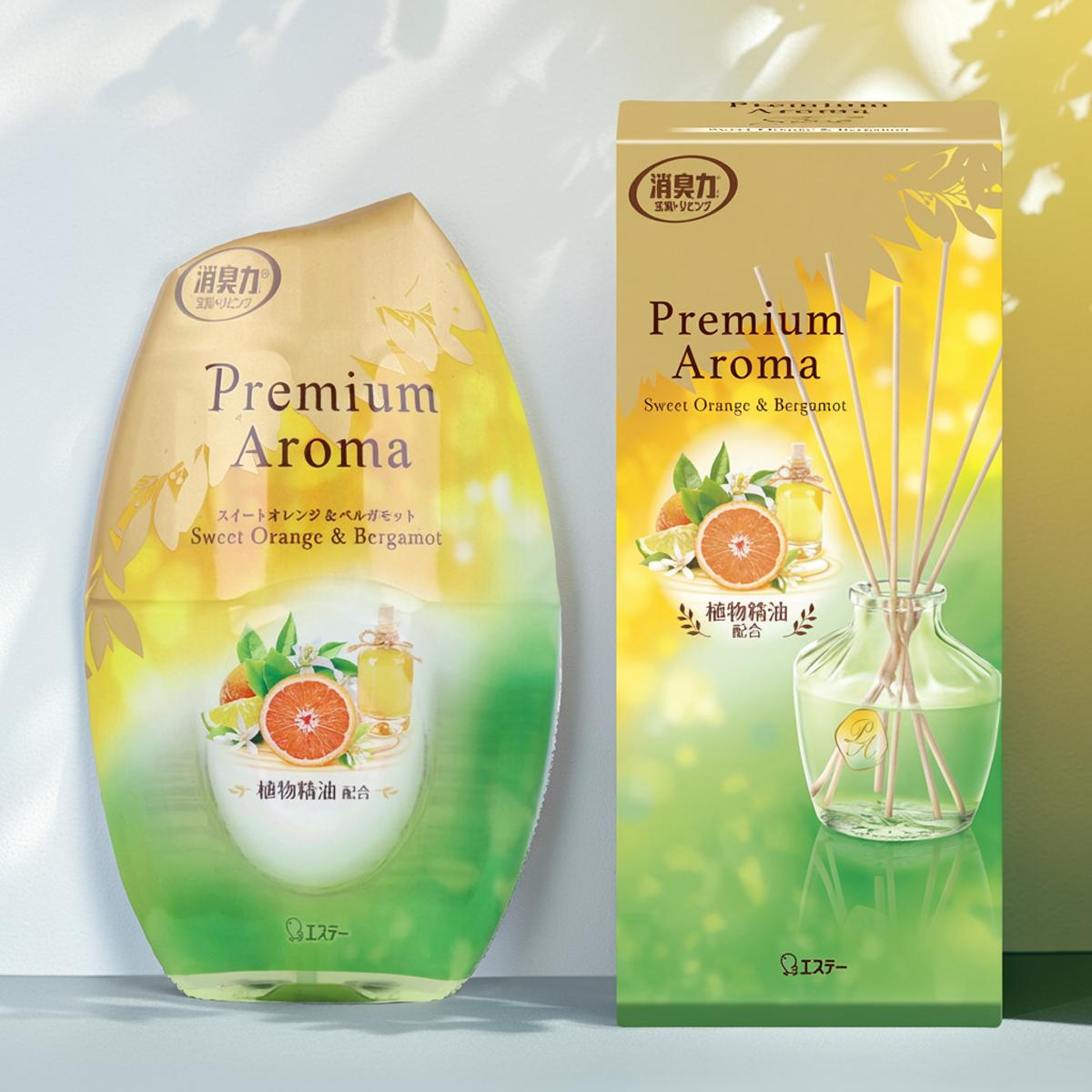 セット内容お部屋の消臭力 プレミアムアロマ スイートオレンジ＆ベルガモットの香り 400ML + STICK スティック 本体 スイートオレンジ＆ベルガモットの香り のセットです。--------------------------商品名：エステー お部屋の消臭力 Premium Aroma プレミアム アロマ スイートオレンジ & ベルガモット 400mL 消臭芳香剤内容量：400mLJANコード：4901070124893発売元、製造元、輸入元又は販売元：エステー原産国：日本商品説明ブランド：消臭力しっかり消臭　ずっと香るナノパウダー配合で、すばやく強力に空間を消臭。消臭された空間に、香りがしっかり広がります。ラベルフィルムをはがせば、すっきりデザイン。お好みで下部フィルムデザインも残せます。香りや効果の強さが調節できます。香りや効果は通常約2〜3ヵ月持続します（使用状況により異なります）。--------------------------商品名：エステー お部屋の消臭力 Premium Aroma Stick プレミアムアロマ スティック 本体 スイートオレンジ & ベルガモット 65mL 消臭芳香剤内容量：65mLJANコード：4901070131228発売元、製造元、輸入元又は販売元：エステー原産国：日本商品説明植物精油を配合したウォーターベース処方※。植物本来のみずみずしい香りがスティックから広がります。※水を使用した香り立ちのよい処方。スティックの本数で香りの強さの調節ができます。アロマリキッドとスティックはつめかえ方式です。別売りのつめかえ用で新しい香りをお楽しみいただけます。香りは約1〜2ヶ月持続します。（スティック6本の場合）--------------------------広告文責：アットライフ株式会社TEL 050-3196-1510 ※商品パッケージは変更の場合あり。メーカー欠品または完売の際、キャンセルをお願いすることがあります。ご了承ください。