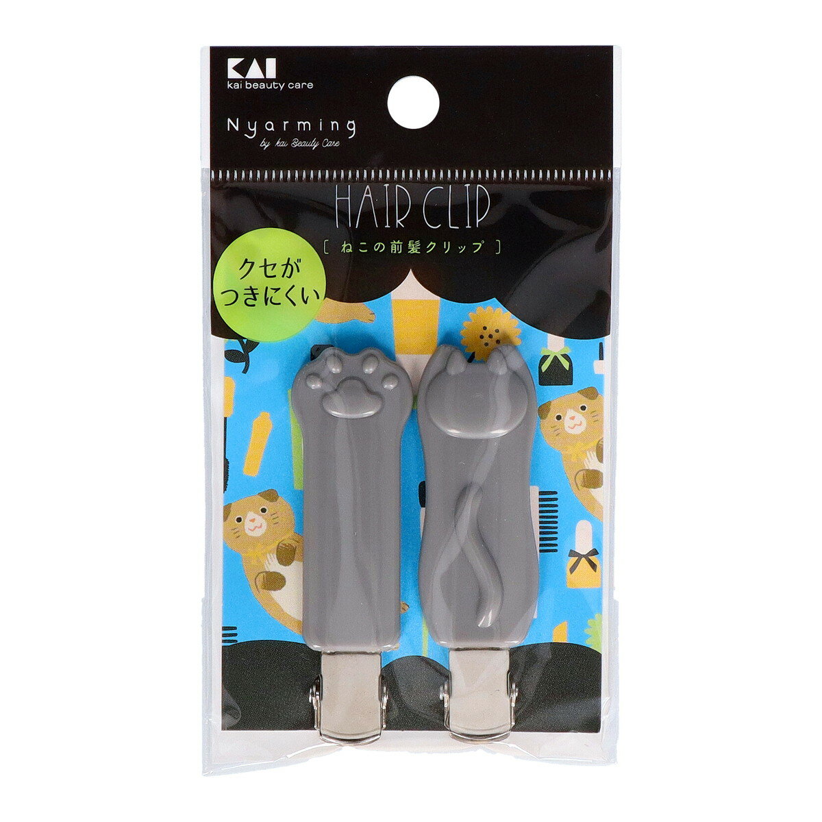【配送おまかせ】貝印 000HC2204 ねこの前髪クリップ 2個入 1個