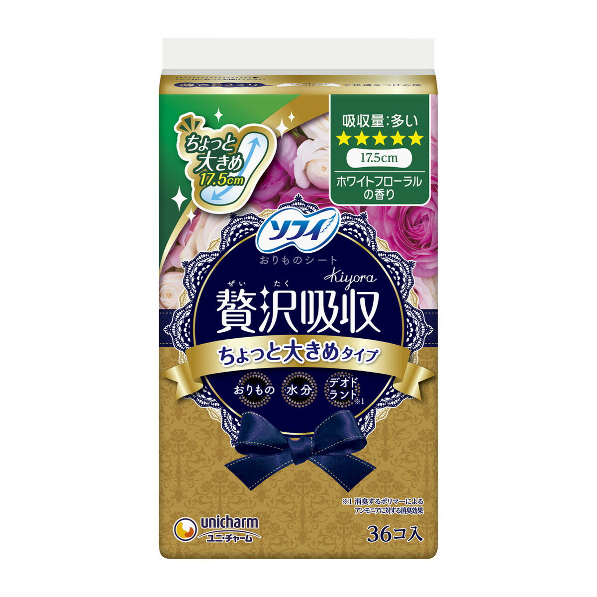 【送料込】ユニ・チャーム ソフィ Kiyora 贅沢吸収 ホワイトフローラルの香り 多い量タイプ 36コ入 1個