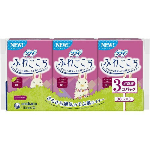 【送料込】 ユニ・チャーム ソフィ ふわごこち ピンクローズの香り 38枚入 ×3個パック 1個