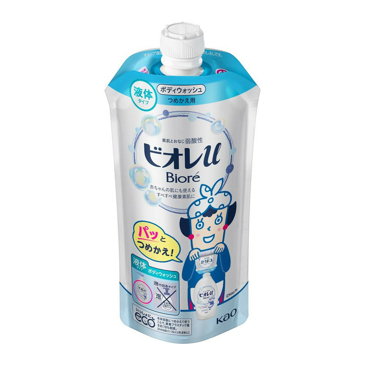 【送料込・まとめ買い×24個セット】花王 ビオレu ボディウォッシュ つめかえ用 340ml
