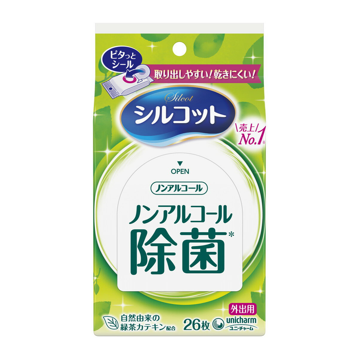 【送料込】ユニ・チャーム シルコット 除菌ウェットティッシュ ノンアルコールタイプ 外出用 26枚入 1個