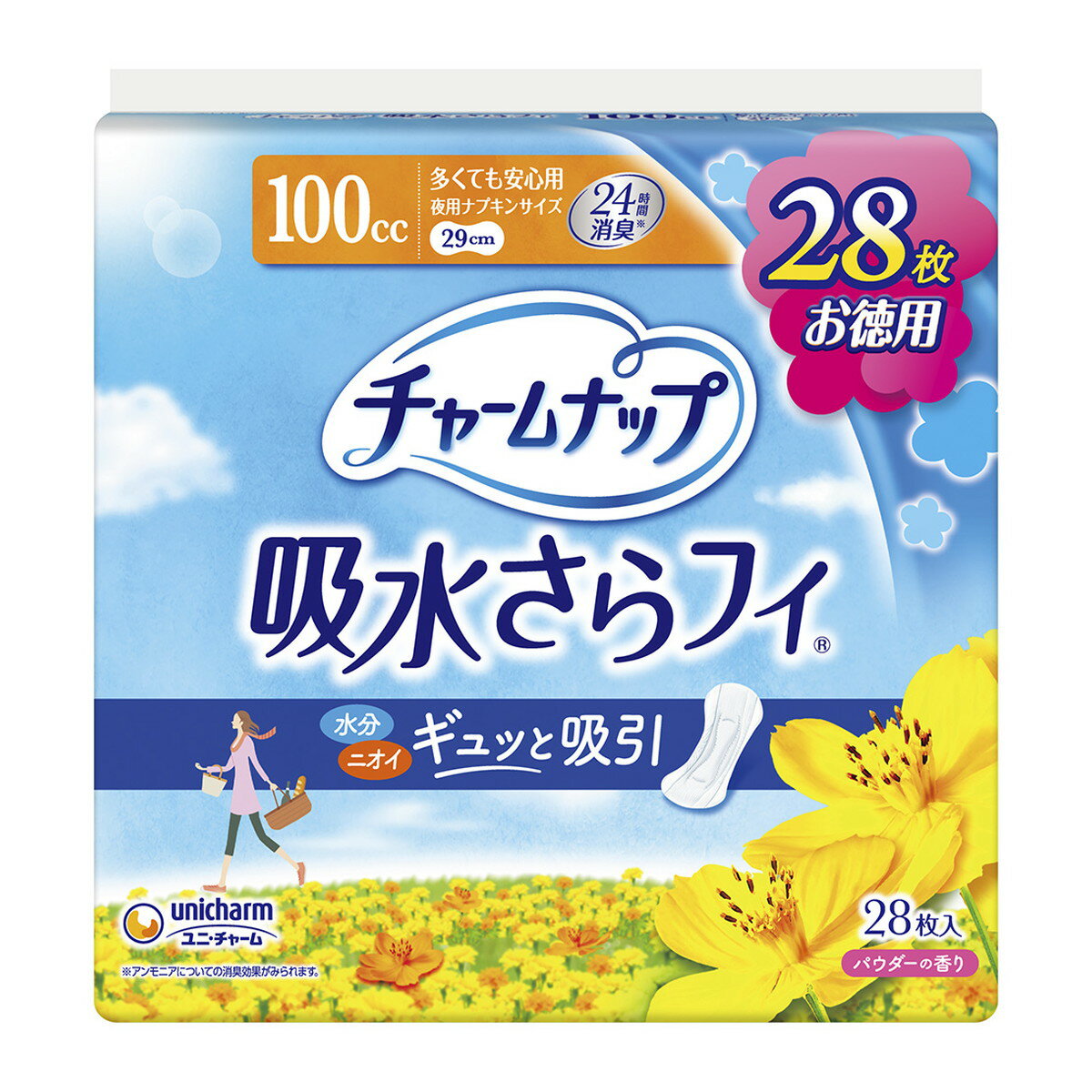 【送料込・まとめ買い×12個セット】ユニ・チャーム チャームナップ 吸水サラフィ 多くても安心用 28枚