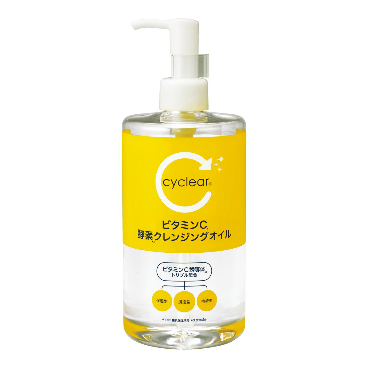 商品名：熊野油脂 cyclear ビタミンC 酵素クレンジングオイル 400ml内容量：400mlJANコード：4513574041080発売元、製造元、輸入元又は販売元：熊野油脂原産国：日本区分：化粧品商品番号：101-4513574041080商品説明毛穴ケアに集中アプローチビタミンCと3種のビタミンC誘導体（保湿型・浸透型・持続型）配合。角質層まで浸透し、お肌の潤いを守ります。3種の酵素＆クレイ配合で落としにくいメイクや古い角質をすっきり落とし、清潔な透明感のあるお肌へ。お肌の潤いを残しながら、さっぱり洗えてベトつかない洗いあがりです。柑橘系の香り広告文責：アットライフ株式会社TEL 050-3196-1510 ※商品パッケージは変更の場合あり。メーカー欠品または完売の際、キャンセルをお願いすることがあります。ご了承ください。