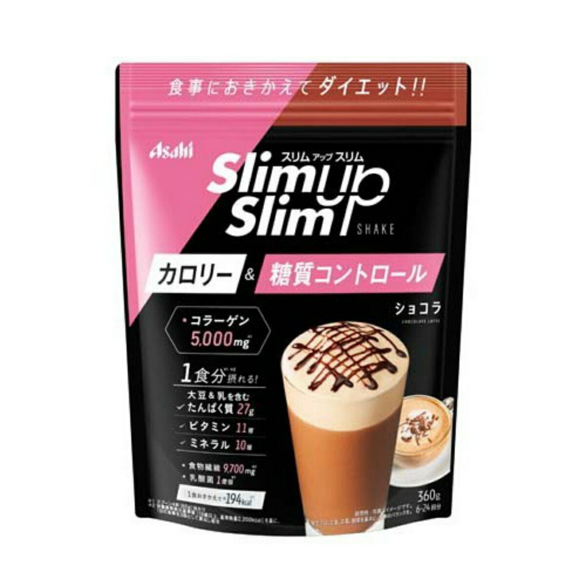 【送料込・まとめ買い×10個セット】アサヒグループ食品 スリムアップスリム シェイクショコラ 360g 1個