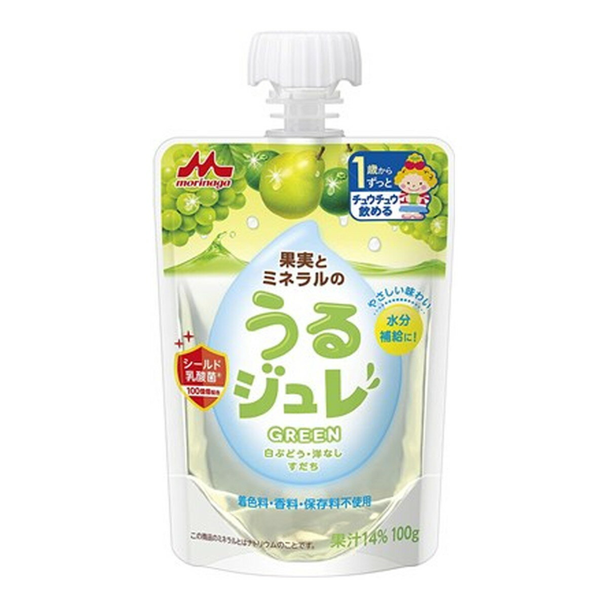 楽天日用品＆生活雑貨の店「カットコ」【送料込・まとめ買い×36個セット】森永乳業 果実とミネラルの うるジュレ GREEN 100g 1歳頃から