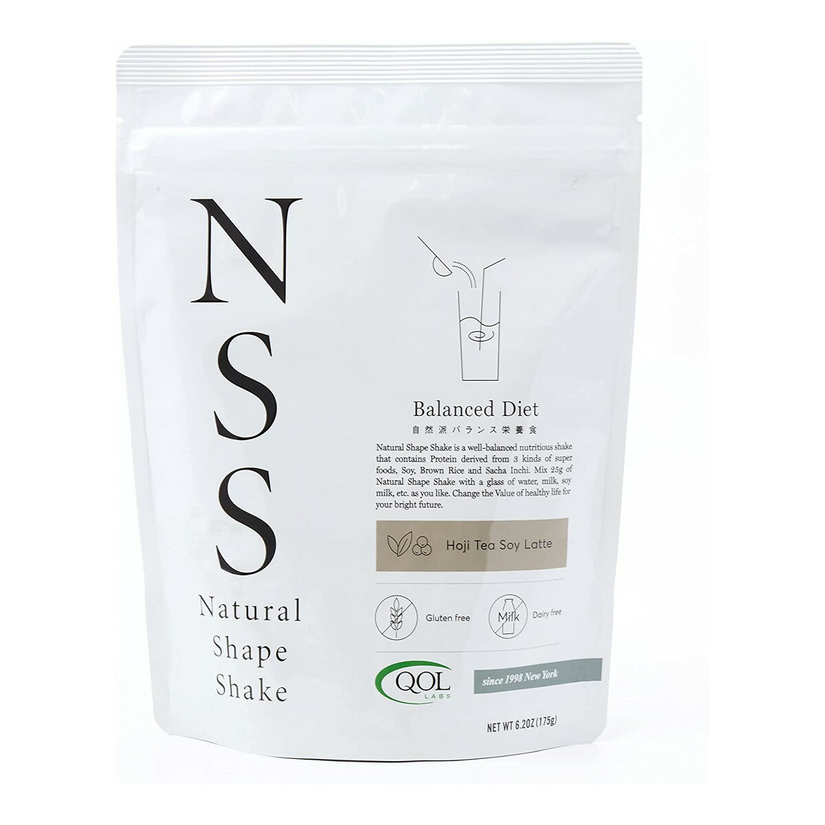 商品名：QOL NSS ナチュラルシェイプシェイク ほうじ茶ソイラテ味 ボタニカルプロテイン 健康食品 175g内容量：175gJANコード：4562189171309発売元、製造元、輸入元又は販売元：キューオーエル・ラボラトリーズ原産国：日本区分：その他健康食品商品番号：103-4562189171309商品説明〇3種類のボタニカルプロテイン忙しい朝でも水で簡単に摂取することができ、スーパーフードの「大豆」、「玄米」、「サチャインチ」の3種類の植物性たんぱく質を配合。その他、たんぱく質の吸収を高める麹酵素を配合しています。〇女性に嬉しい栄養成分配合すっきりサポートをしてくれる植物性乳酸菌(1食あたり100億個)、オリゴ糖、食物繊維3,000mg、さらに1食分のビタミンを配合した低糖質の植物性プロテインドリンクです。〇安心安全の5つのフリー合成着色料・保存料・人工甘味料不使用で安心して毎日続けることが出来ます。さらにグルテンフリー、ミルクフリーの5種類のフリーが特徴、とことん自然派にこだわりました。広告文責：アットライフ株式会社TEL 050-3196-1510 ※商品パッケージは変更の場合あり。メーカー欠品または完売の際、キャンセルをお願いすることがあります。ご了承ください。