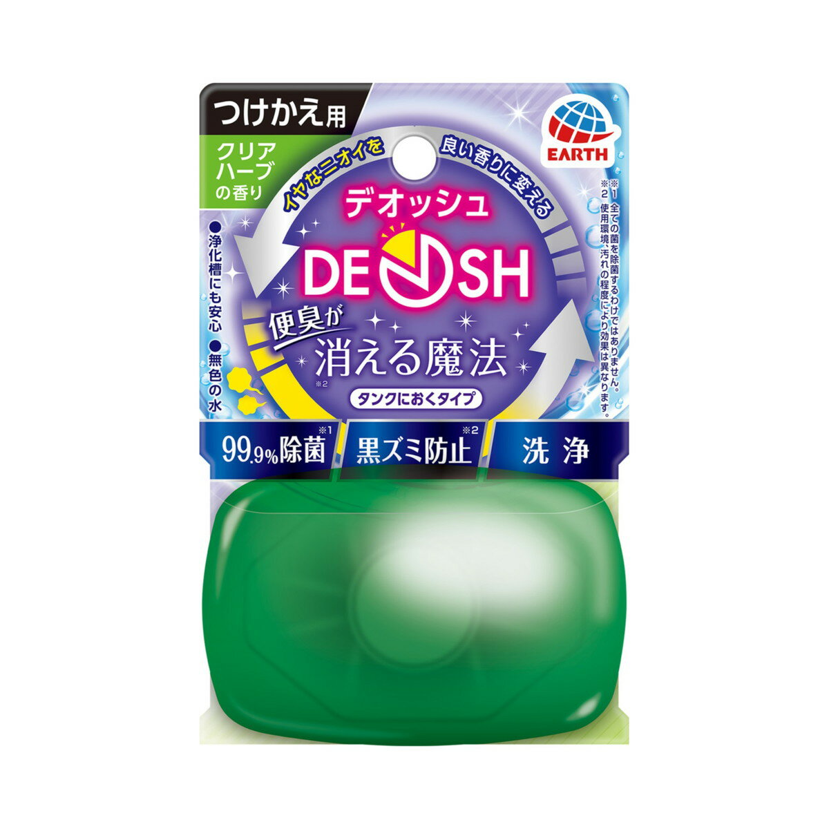 【送料込・まとめ買い×24個セット】アース製薬 DEOSH デオッシュ タンクにおくタイプ つけかえ用 クリアハーブの香り 65ml トイレ洗浄剤