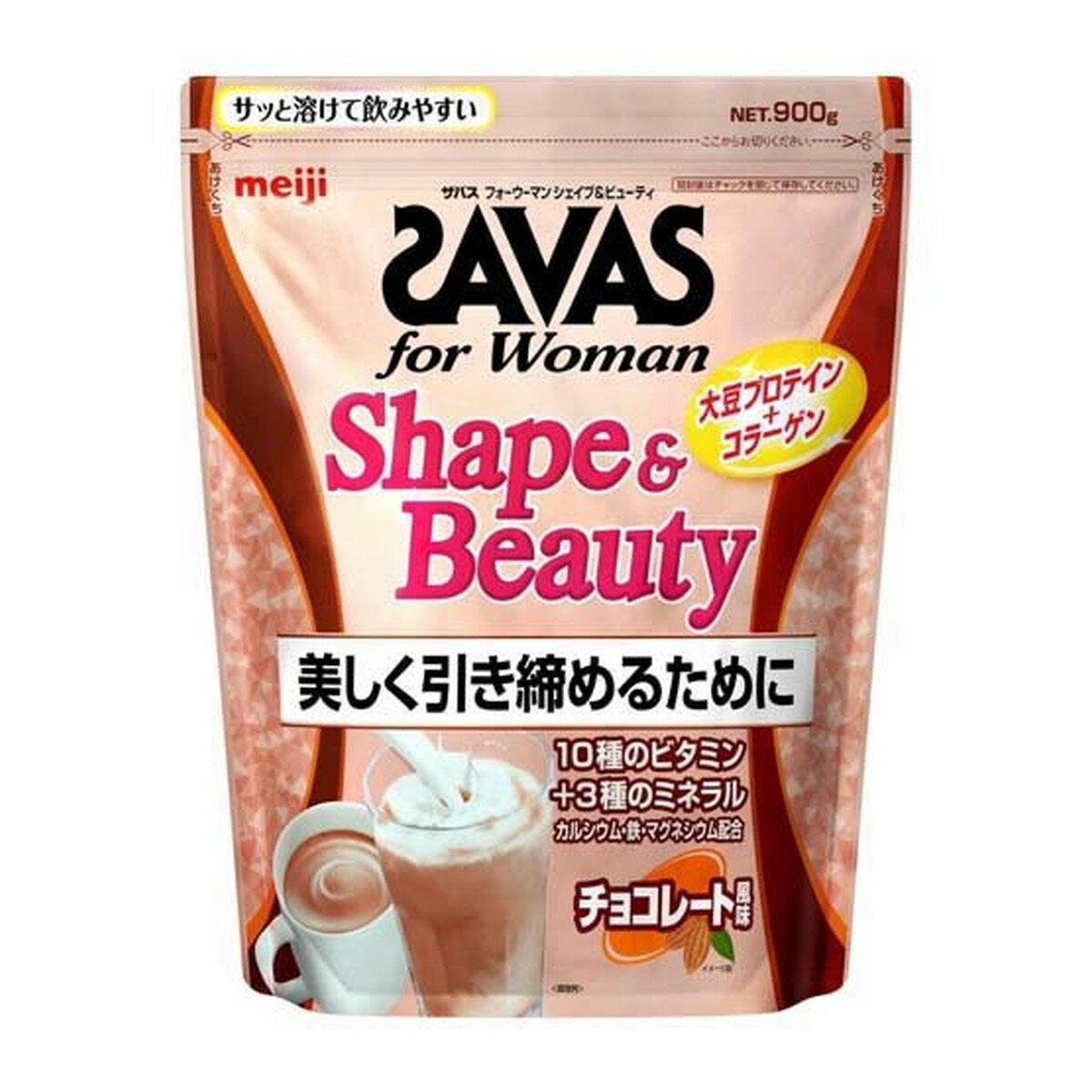 【送料込・まとめ買い×6個セット】明治 ザバス for Woman シェイプ&ビューティ チョコレート風味 900g