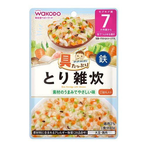 【×6個セット 配送おまかせ送料込】アサヒグループ食品 和光堂 具たっぷりグーグーキッチン とり雑炊 80g 7か月頃から 1