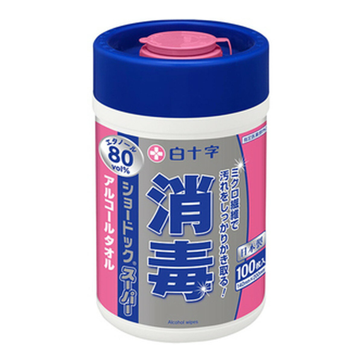 【送料込】白十字 ショードック スーパー 100枚入 ボトル 消毒用アルコールタオル 1個