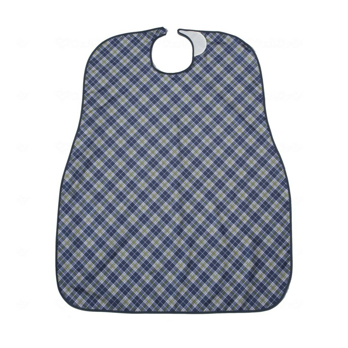 【送料込・まとめ買い×6個セット】特殊衣料 食事前掛 超はっ水 チェックネイビー 食事用エプロン 介護