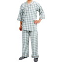 【送料込・まとめ買い×10個セット】特殊衣料 寝巻き セパレートタイプ 紳士用 0730 L タータングリーン