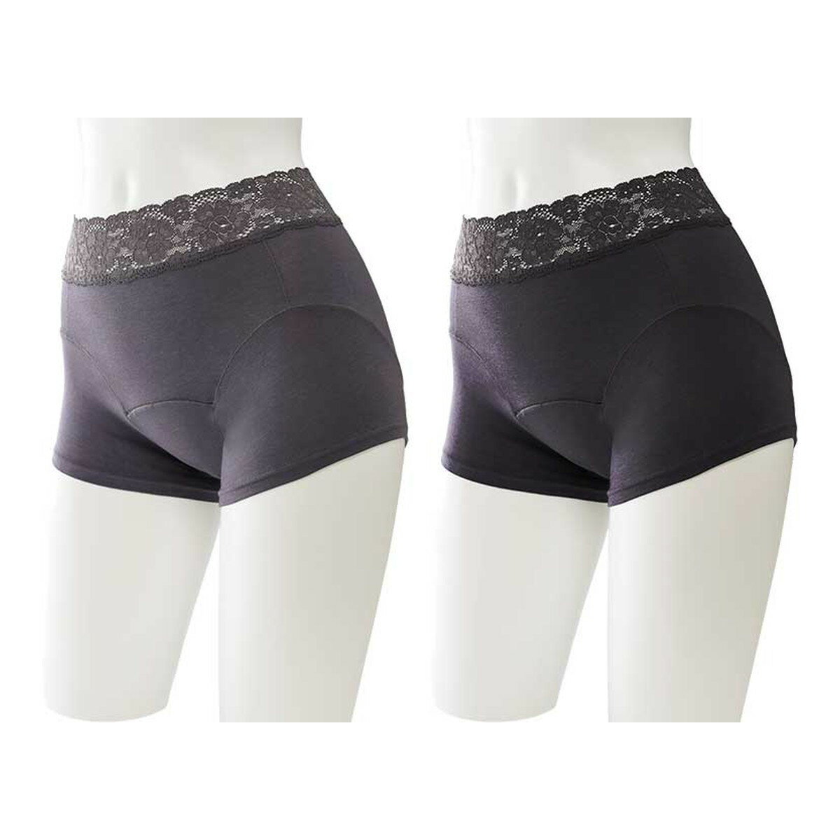 【送料込】辻一 ルルオアーゼ 吸水消臭ショーツ フィット 2色組 婦人用 TJI-634 L グレーセット (グレイプグレー・ブラック各1枚) 1個