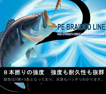 【PEライン】強力PEライン8編300m＊1.5号5色マーカータイプ/0.8号〜8号/船釣り/釣り糸 /磯釣り /海釣り / 投げ釣り /ルアー釣り/エギング /ジギング /スロージギングに / PEライン0.8号/1号/1.5号/2号/2.5号/3号/4号/5号/6号/7号/8号/