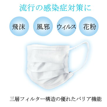 【在庫あり】【送料無料】【国内発送 】即納 マスク 50枚 不織布マスク プリーツマスク 不織布マスク ふつうサイズ 大人用 男女兼用 使い捨てマスク 3層不織布 高密度フィルター ノーズワイヤー 使いすて 花粉症 花粉 痛くならない ウイルス対策