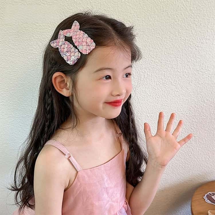 人魚姫 かわいい キッズ プリンセス しっぽ ヘアピン 2個セット 前髪 スパンコール...