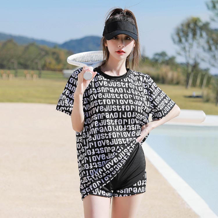 水着 レディース 3点セット 体型カバー 中学生 高校生 学生 スポーティー パッド付き フィットネス水着 セパレート Tシャツ 半袖 夏 韓国風 かわいい 女の子 少女 ジム スポーツ 運動用 修学旅行 露出控えめ リゾート 水泳 ビーチ 海