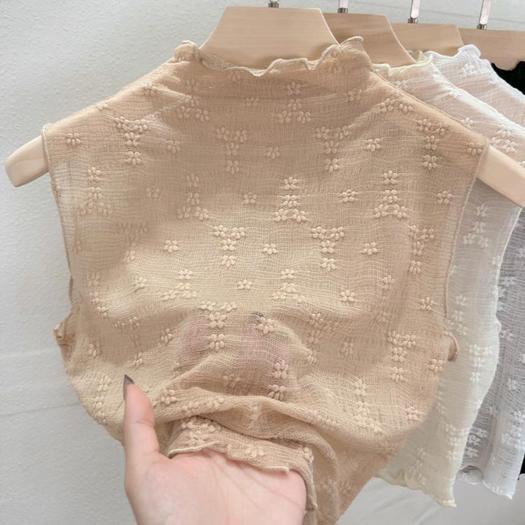 seam 楽天市場店の【送料無料】つけ襟 付け襟 レディース ハイネック メローネック シースルー カットソー プルオーバー 重ね着用 ノースリーブ 花柄レース フェイクカラー レイヤード 首 日焼け防止 紫外線対策 冷房対策 女性用 婦人用 アクセント 可愛い｜アングル2