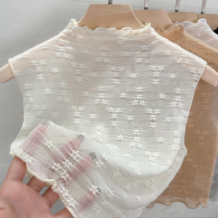 seam 楽天市場店の【送料無料】つけ襟 付け襟 レディース ハイネック メローネック シースルー カットソー プルオーバー 重ね着用 ノースリーブ 花柄レース フェイクカラー レイヤード 首 日焼け防止 紫外線対策 冷房対策 女性用 婦人用 アクセント 可愛い｜アングル3