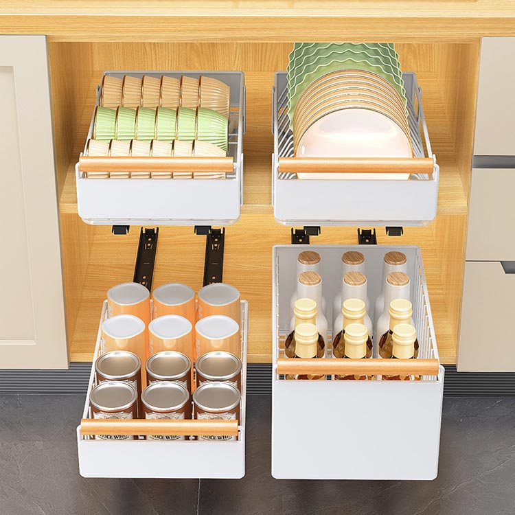 シンク下 収納 スライドラック すきま収納 シンク下収納 キッチンラック 調味料ラック シンク下ラック 洗面台下 収納 調味料 食器 調理器具 収納 キッチン下 収納 収納棚 整理棚 水切り トレー付き キッチンラック 収納ラック 引き出しタイプ 収納ボックス キッチン用品