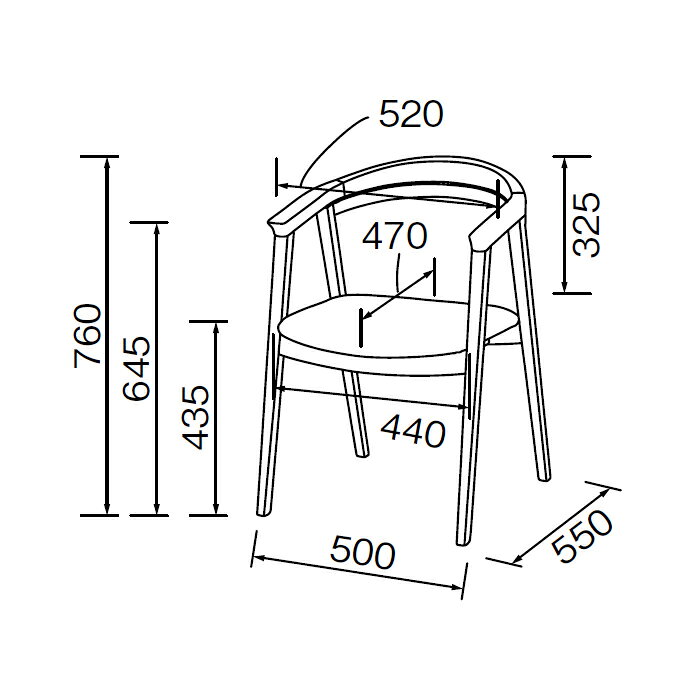 ダイニングチェア DC-145-N 幅520x奥行550x高さ760mm 桜屋工業 [2]