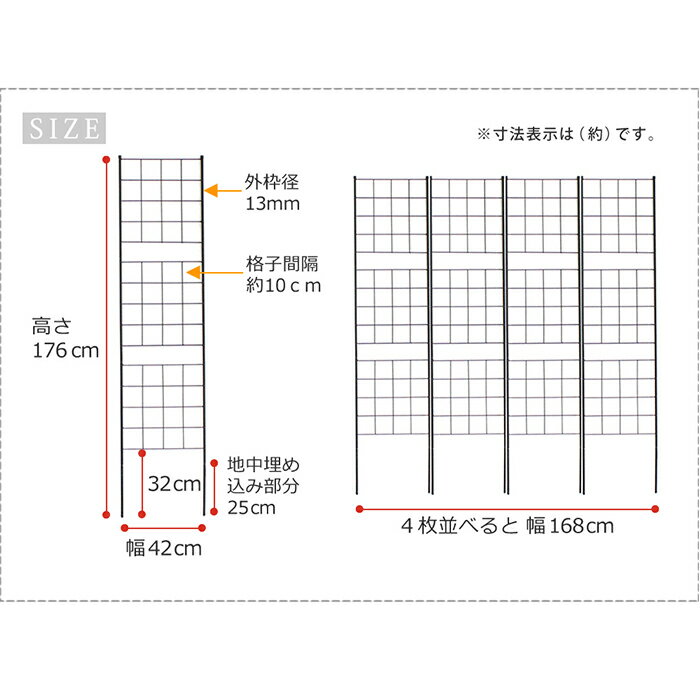 アイアンフェンス 4枚組 組立式 グラフ IF-GR025-4P 幅420x奥行13x高さ1760mm 住まいスタイル 3